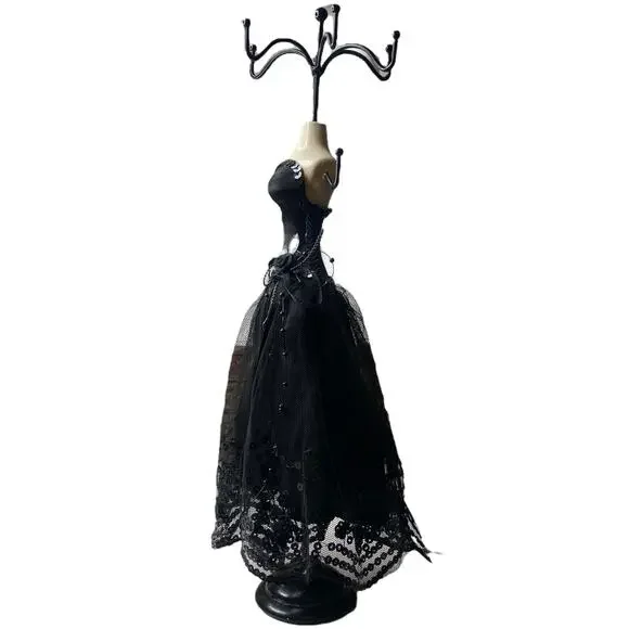 Black Formal Gown Mannequin Elegant Dress Jewelry Necklace Stand Display - Picture 2 of 15